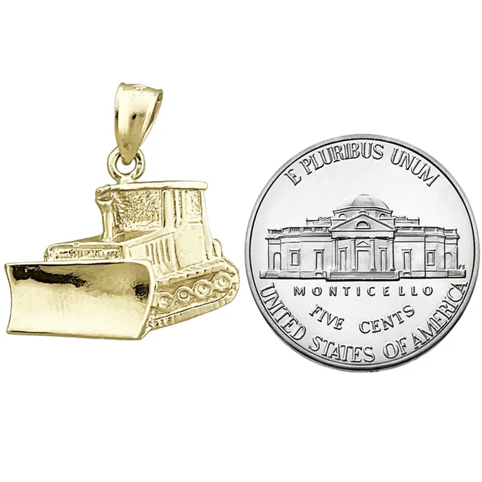 14K Gold Bulldozer Charm Goldia Charm Necklaces