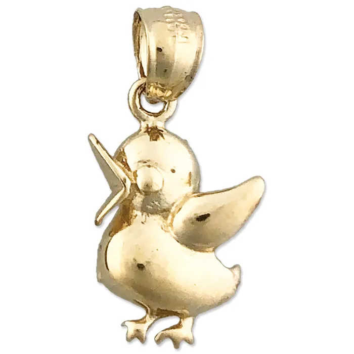 14K Gold Chirping Duck Charm Goldia Charm Necklaces