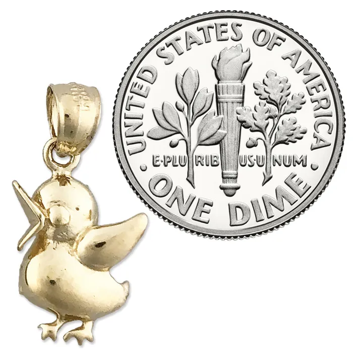 14K Gold Chirping Duck Charm Goldia Charm Necklaces