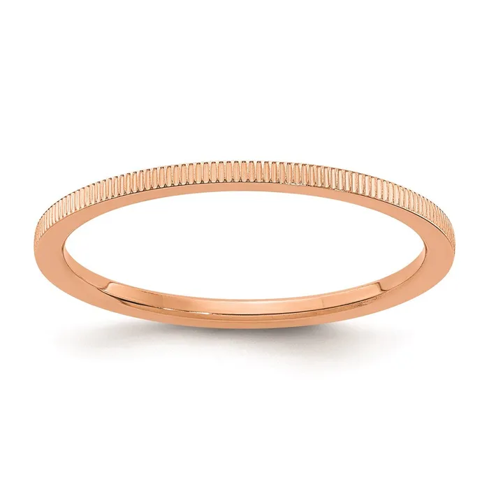 14K Rose Gold 12mm Line Pattern Stackable Band Goldia Rings