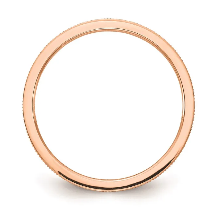 14K Rose Gold 12mm Line Pattern Stackable Band Goldia Rings