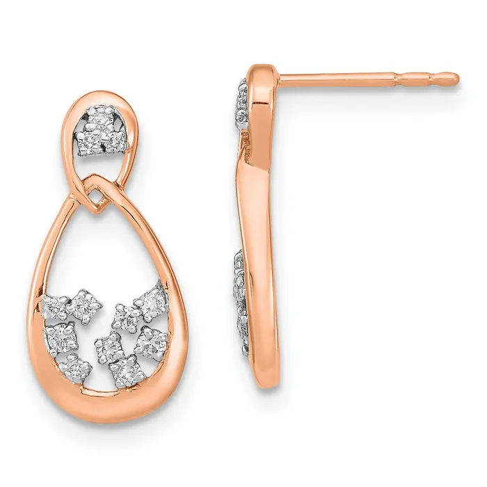 14k Rose Gold Polished Real Diamond Double Teardrop Post Earrings Goldia Earrings 14k Rose Gold Polished Real Diamond Double Teardrop Post Earrings Goldia Earrings