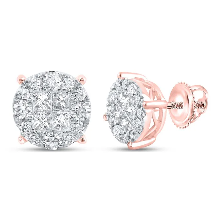 14k Rose Gold Princess Round Diamond Cluster Earrings 1 Cttw gndatlanta Earrings 14k Rose Gold Princess Round Diamond Cluster Earrings 1 Cttw gndatlanta Earrings