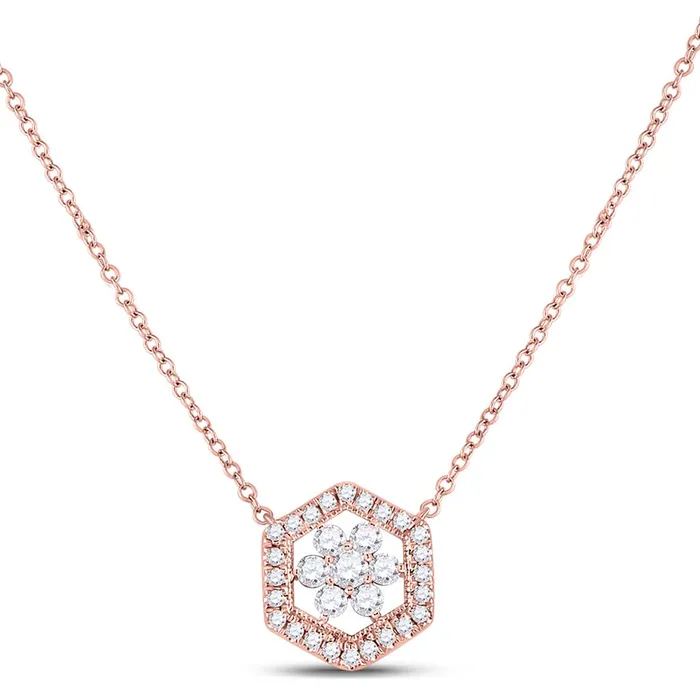 14k Rose Gold Round Diamond Geometric Cluster Necklace 13 Cttw gndatlanta Necklaces 14k Rose Gold Round Diamond Geometric Cluster Necklace 13 Cttw gndatlanta Necklaces