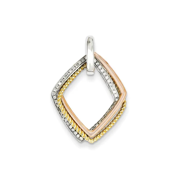 14k Tricolor Gold Real Diamond Moveable Pendant Goldia PreStyled Sets