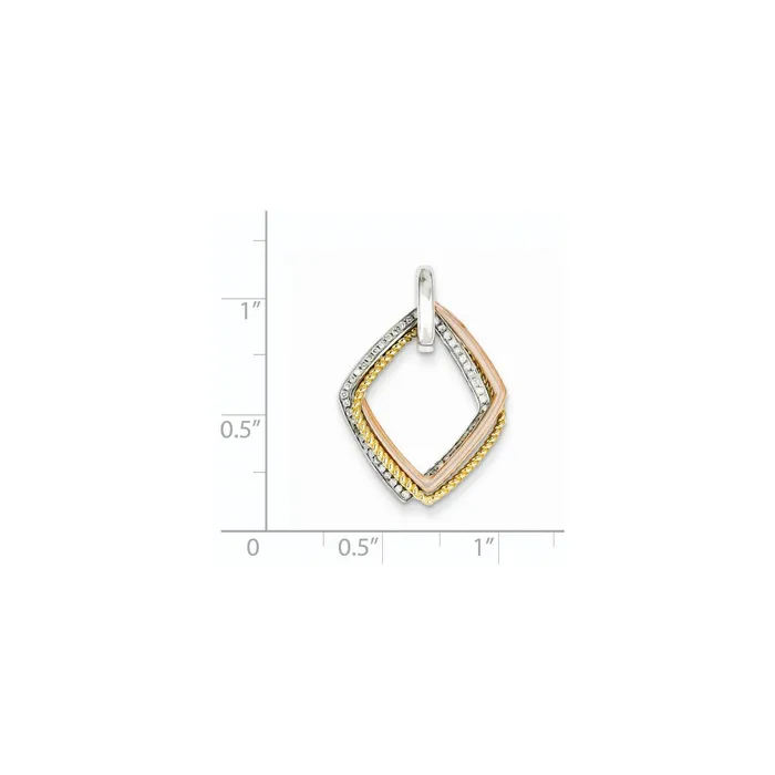 14k Tricolor Gold Real Diamond Moveable Pendant Goldia PreStyled Sets