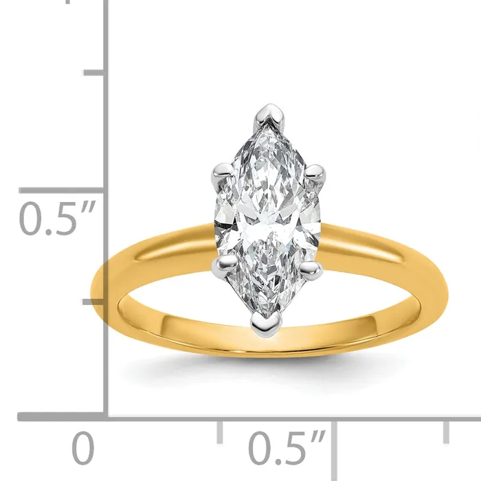 14k Twotone 1 12 Ct Certified Lab Grown Diamond VSSI G Marquise Solitare Engagement Ring Goldia Rings