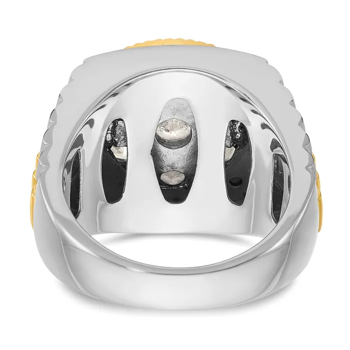 14k TwoTone 3 Ct Lab Grown Diamond VSSI G Ribbed Mens Cluster Ring Goldia Rings