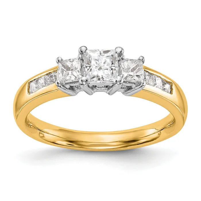 14K Two tone 3 Stone Simulated Diamond Engagement Ring Goldiacom Rings