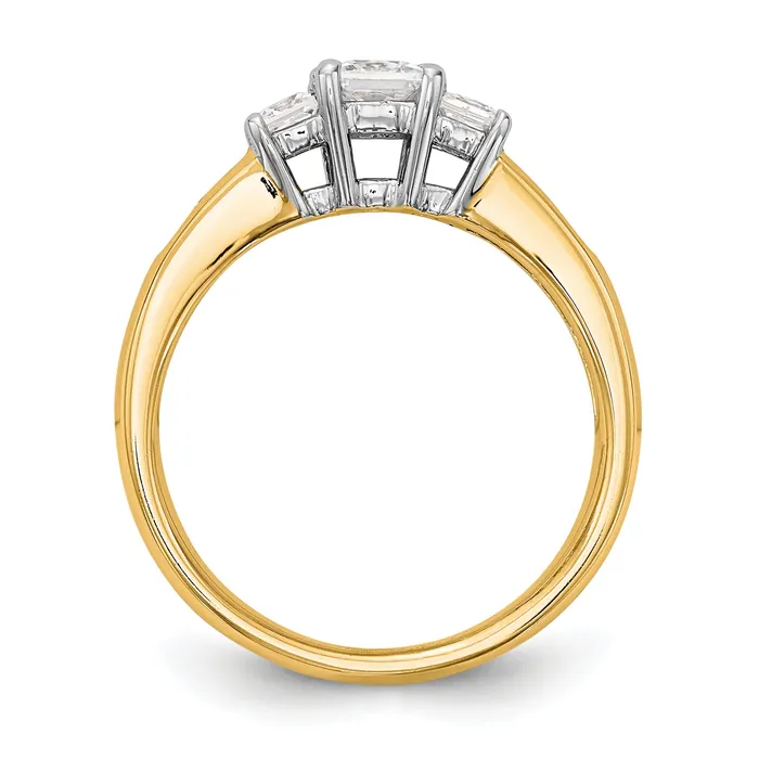 14K Two tone 3 Stone Simulated Diamond Engagement Ring Goldiacom Rings