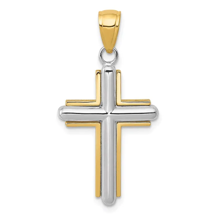 14k Twotone Gold Cross Pendant Goldia Rings
