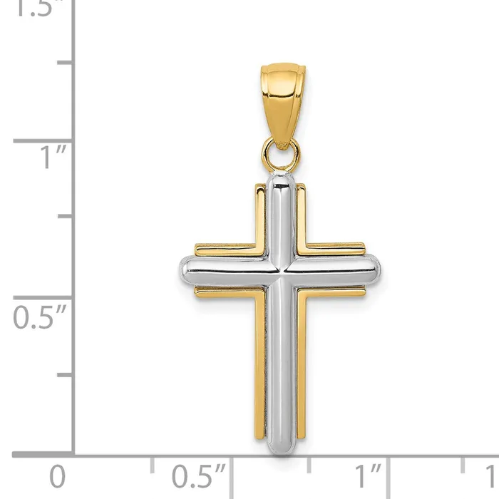 14k Twotone Gold Cross Pendant Goldia Rings