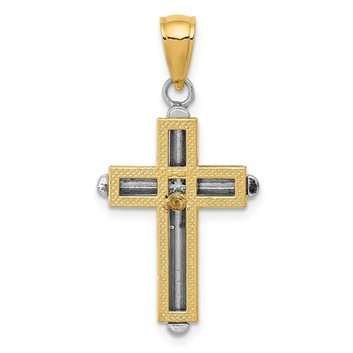 14k Twotone Gold Cross Pendant Goldia Rings