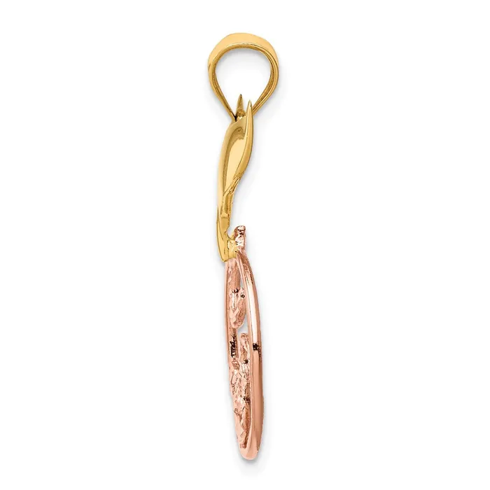 14k Twotone Gold DC Polished Whale Tail Wave Pendant Goldia Rings