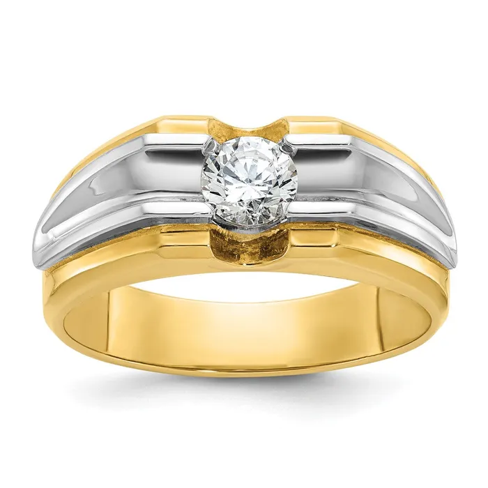 14k Twotone Gold Mens 12 carat Diamond Complete Ring Goldia Rings