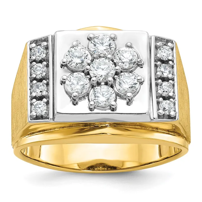 14k Twotone Gold Mens Polished and Satin 1 carat Diamond Complete Ring Goldia Rings 14k Twotone Gold Mens Polished and Satin 1 carat Diamond Complete Ring Goldia Rings