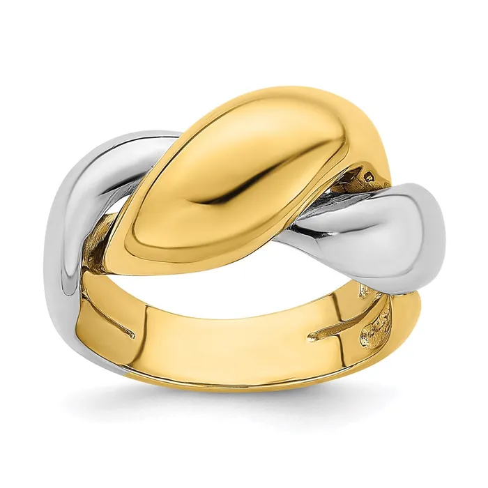 14k TwoTone Gold Polished Twisted Dome Ring Goldia Rings