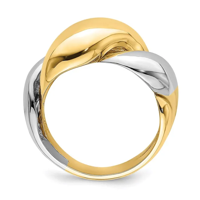 14k TwoTone Gold Polished Twisted Dome Ring Goldia Rings