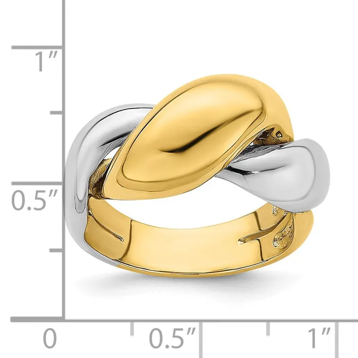 14k TwoTone Gold Polished Twisted Dome Ring Goldia Rings