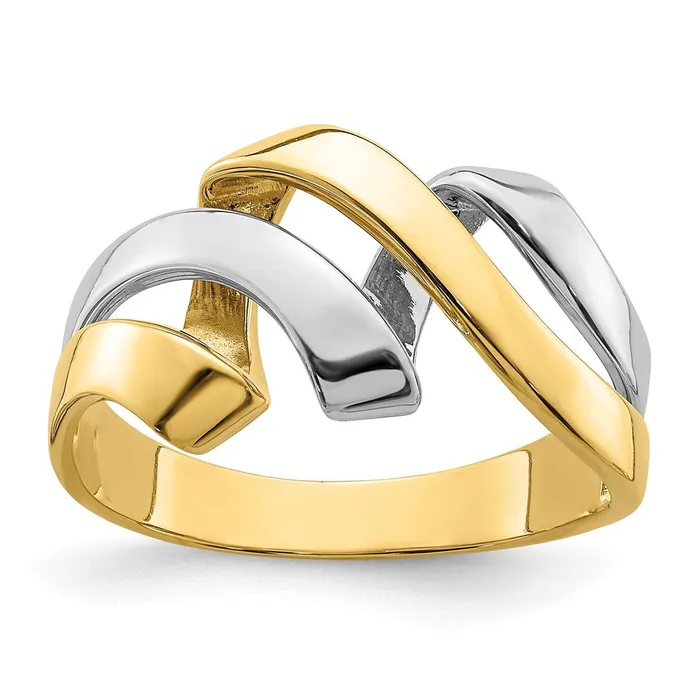 14k TwoTone Gold Twisted Wave Ring Goldia Rings