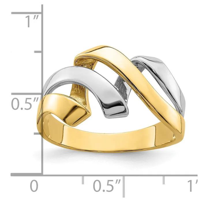 14k TwoTone Gold Twisted Wave Ring Goldia Rings