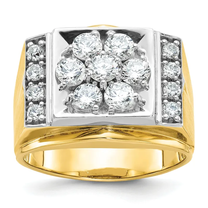 14k Twotone Two Tone 1 12 Ct Lab Grown Diamond VSSI G Mens Polished and Satin Cluster Ring Goldia Rings 14k Twotone Two Tone 1 12 Ct Lab Grown Diamond VSSI G Mens Polished and Satin Cluster Ring Goldia Rings