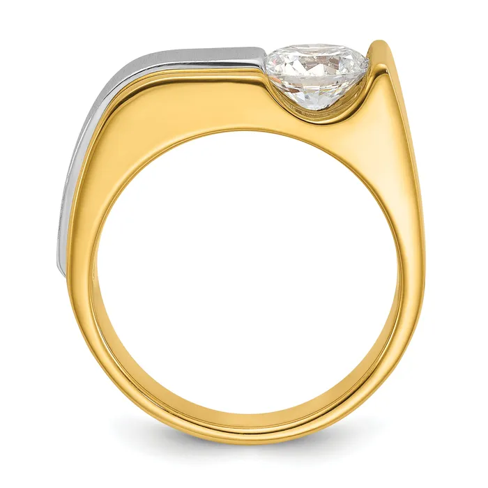 14k Twotone Two Tone 1 14 Ct Lab Grown Diamond VSSI G Polished and Brushed Mens Ring Goldia Rings