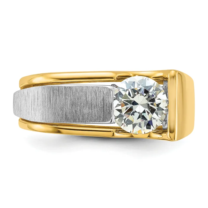 14k Twotone Two Tone 1 14 Ct Lab Grown Diamond VSSI G Polished and Brushed Mens Ring Goldia Rings