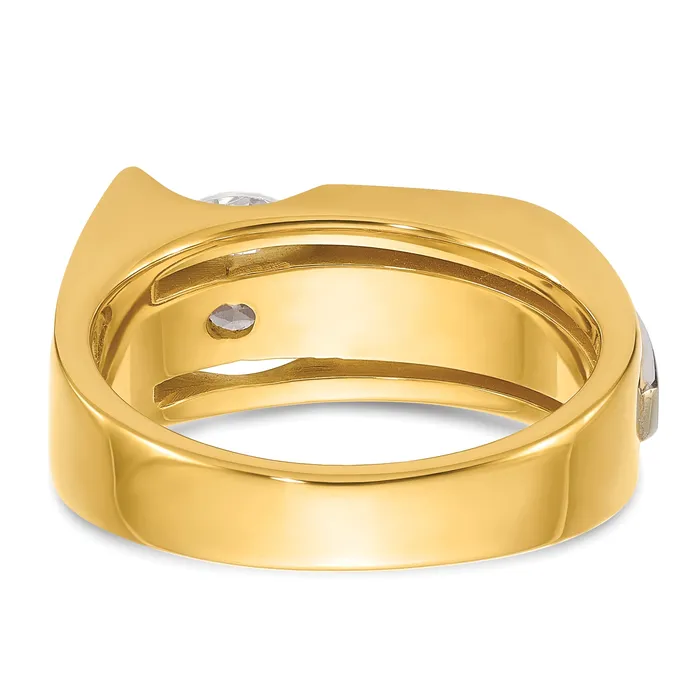 14k Twotone Two Tone 1 14 Ct Lab Grown Diamond VSSI G Polished and Brushed Mens Ring Goldia Rings