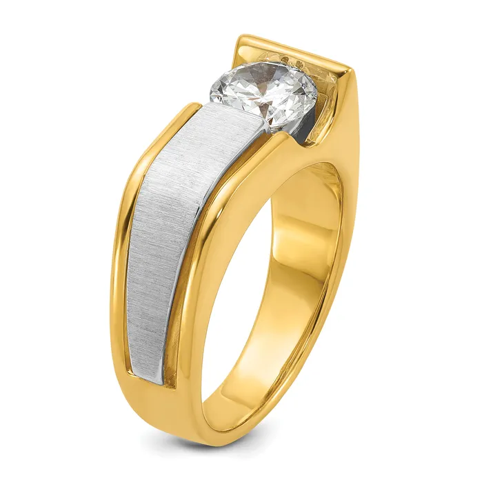 14k Twotone Two Tone 1 14 Ct Lab Grown Diamond VSSI G Polished and Brushed Mens Ring Goldia Rings