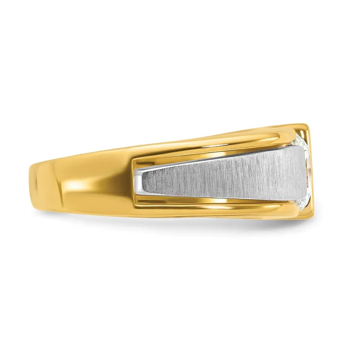 14k Twotone Two Tone 1 14 Ct Lab Grown Diamond VSSI G Polished and Brushed Mens Ring Goldia Rings