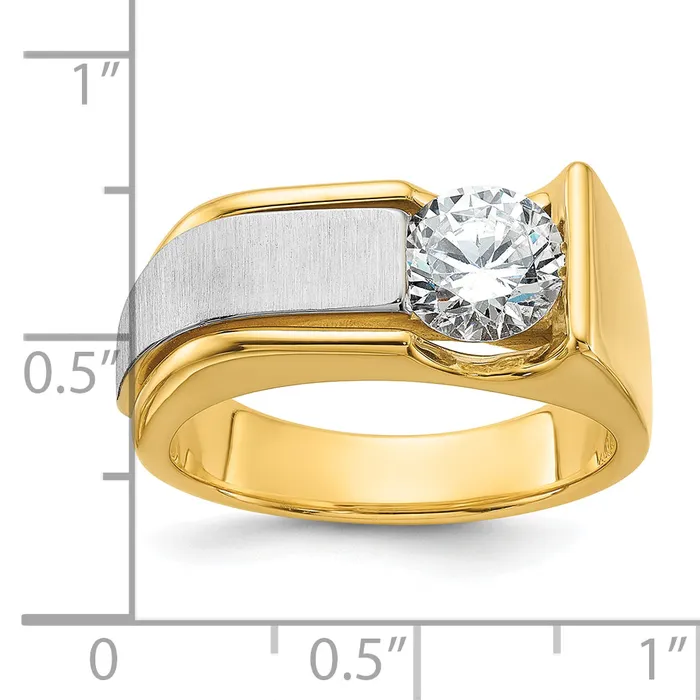 14k Twotone Two Tone 1 14 Ct Lab Grown Diamond VSSI G Polished and Brushed Mens Ring Goldia Rings