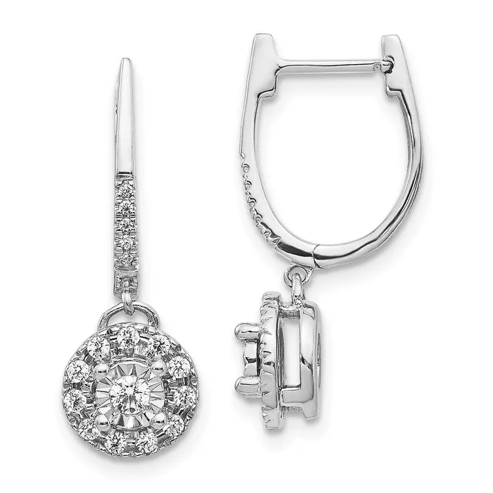 14k White Gold 035ct Dia Round Dangle Hinged Hoop Earrings Goldia Earrings 14k White Gold 035ct Dia Round Dangle Hinged Hoop Earrings Goldia Earrings