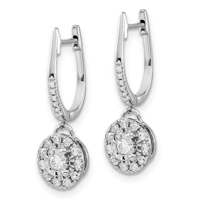14k White Gold 035ct Dia Round Dangle Hinged Hoop Earrings Goldia Earrings