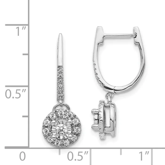 14k White Gold 035ct Dia Round Dangle Hinged Hoop Earrings Goldia Earrings