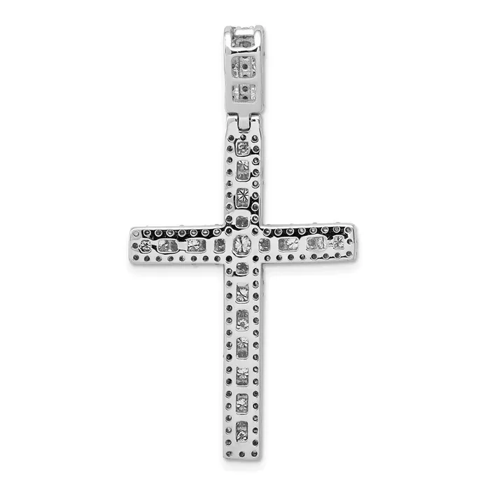 14k White Gold 1 110ct Real Diamond Latin Cross Pendant Goldia Necklaces