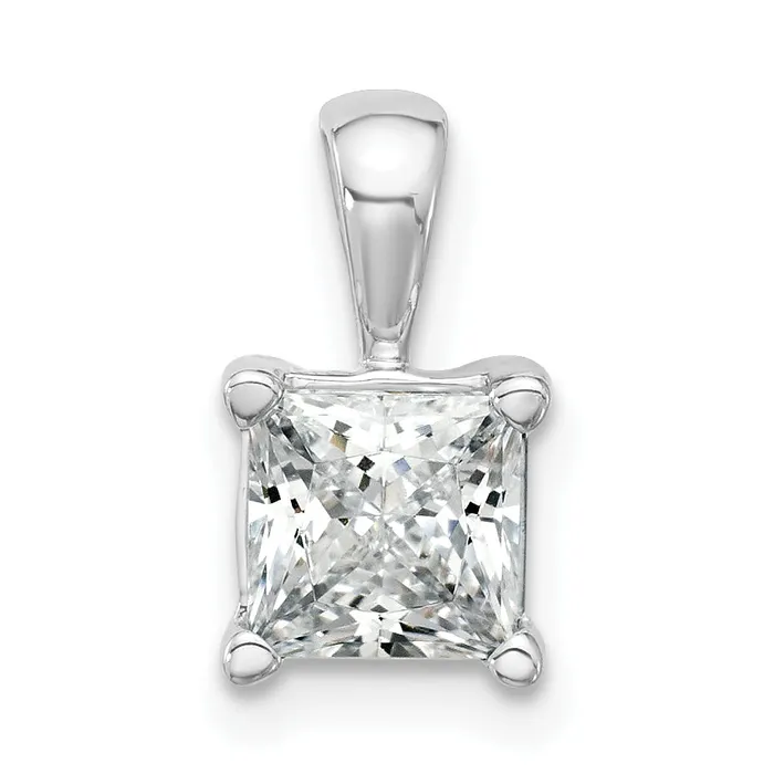 14k White Gold 1 12 Ct Lab Grown Diamond VSSI G Princess Four Prong Pendant Goldia Necklaces 14k White Gold 1 12 Ct Lab Grown Diamond VSSI G Princess Four Prong Pendant Goldia Necklaces