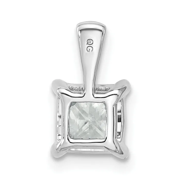 14k White Gold 1 12 Ct Lab Grown Diamond VSSI G Princess Four Prong Pendant Goldia Necklaces