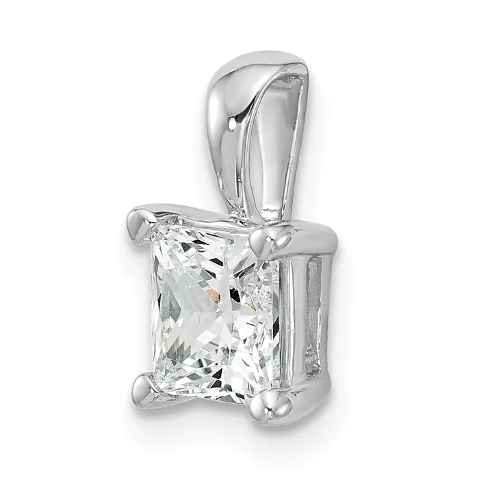 14k White Gold 1 12 Ct Lab Grown Diamond VSSI G Princess Four Prong Pendant Goldia Necklaces