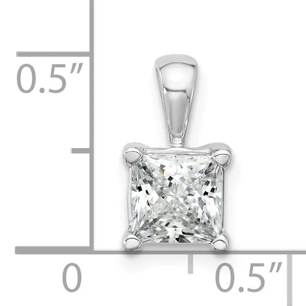 14k White Gold 1 12 Ct Lab Grown Diamond VSSI G Princess Four Prong Pendant Goldia Necklaces