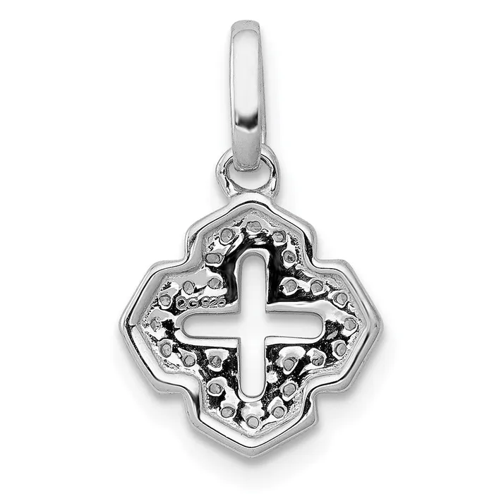 14k White Gold 110ct Real Diamond Fancy Cross Pendant Goldia Necklaces