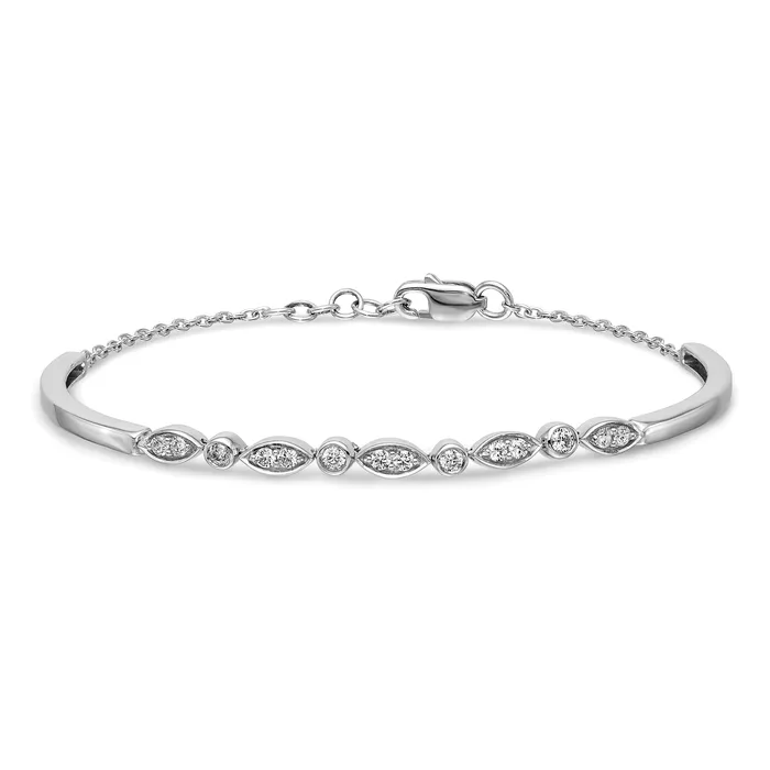 14k White Gold 12 Ct Lab Grown Diamond VSSI G Bangle Bracelet Goldia Bracelets