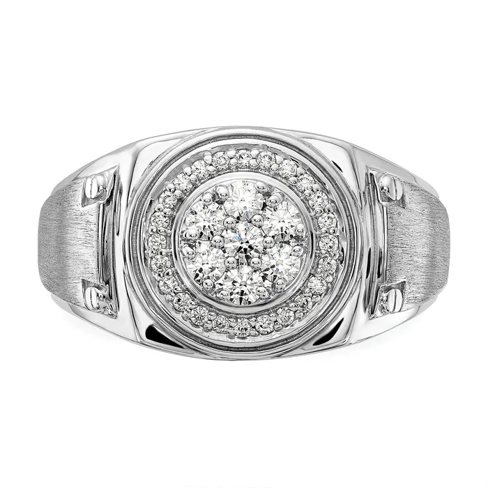 14k White Gold 12 Ct Lab Grown Diamond VSSI G Mens Ring Goldia Rings