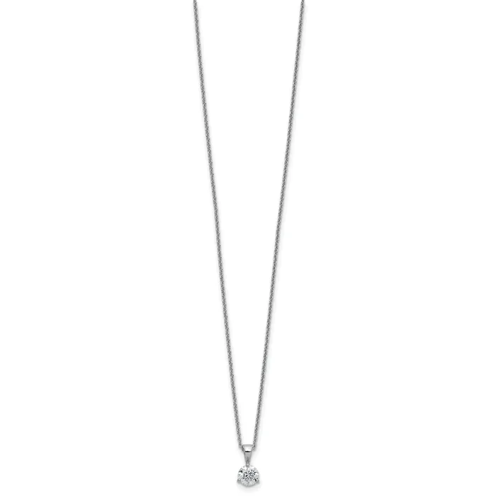 14k White Gold 12 Ct Lab Grown Diamond VSSI G Three Prong 18 inch Solitare Pendant Necklace Goldia Necklaces