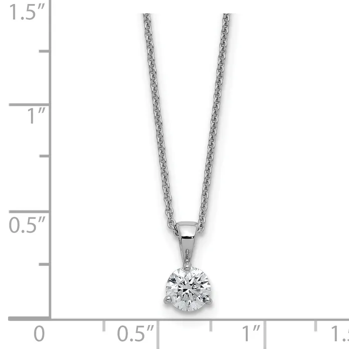 14k White Gold 12 Ct Lab Grown Diamond VSSI G Three Prong 18 inch Solitare Pendant Necklace Goldia Necklaces