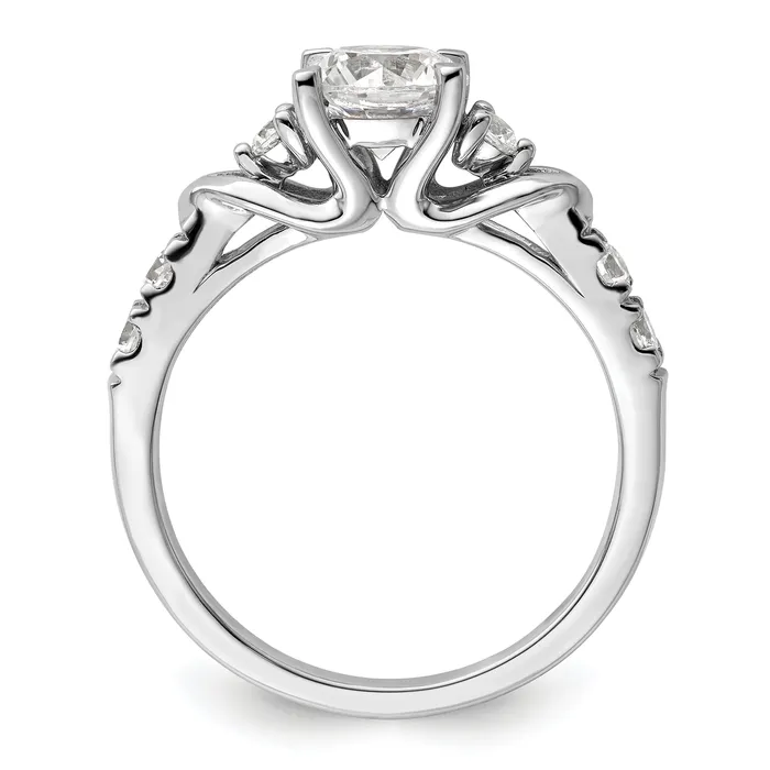 14k White Gold 13 Ct Lab Grown Diamond VSSI G 1 Ct Center Round Shared Prong Engagement Ring Goldia Rings
