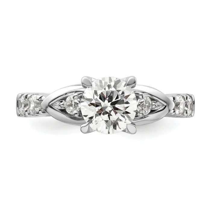 14k White Gold 13 Ct Lab Grown Diamond VSSI G 1 Ct Center Round Shared Prong Engagement Ring Goldia Rings