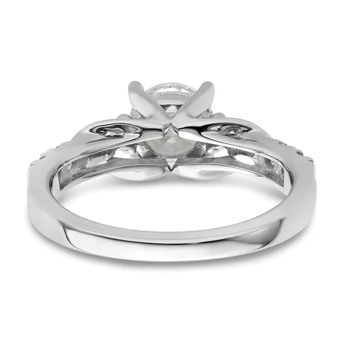 14k White Gold 13 Ct Lab Grown Diamond VSSI G 1 Ct Center Round Shared Prong Engagement Ring Goldia Rings