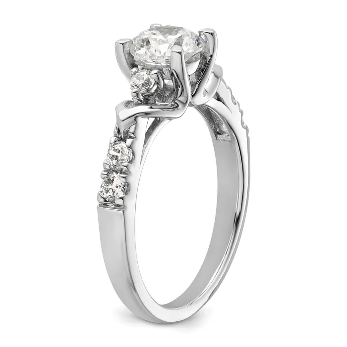 14k White Gold 13 Ct Lab Grown Diamond VSSI G 1 Ct Center Round Shared Prong Engagement Ring Goldia Rings