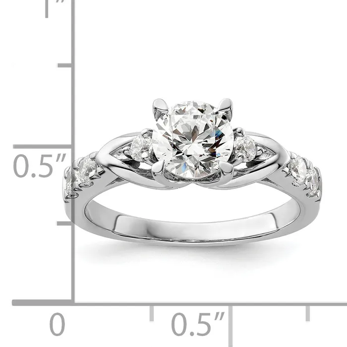 14k White Gold 13 Ct Lab Grown Diamond VSSI G 1 Ct Center Round Shared Prong Engagement Ring Goldia Rings